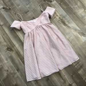 Black Halo shimmery metallic pink party dress